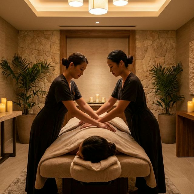 Premium 4 Hand Massage experience with two therapists in a relaxing treatment room